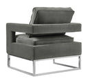 Avery Grey Performance Velvet Accent Chair with Silver Base