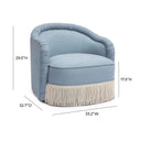 Pamela Faded Blue Upcycled Performance Fabric Tasseled Lounge Accent Chair