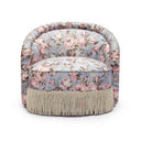Pamela Spring Floral Print Performance Fabric Tasseled Lounge Accent Chair