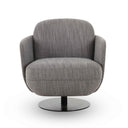 Solange Grey Textured Contract-Grade Weave Fabric Swivel Accent Chair