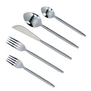 Ribbed Silver Stainless Steel Flatware - Set of 5 Pieces - Service For 1