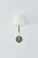 Aged Brass and Soft Studio Green Wedgewood Wall Sconce 8" x 17" by Hudson Valley, view 2