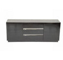 Skyline + Cora - Modern Black Crocodile + Grey Fabric & Leatherette Dining Set
