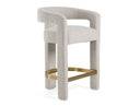 Adam - Modern Beige Fabric + Brass Counter Chair
