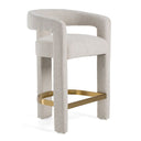 Adam - Modern Beige Fabric + Brass Counter Chair