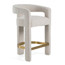Adam - Modern Beige Fabric + Brass Counter Chair