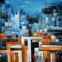Abstract Blue & Orange Oil Painting
