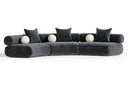Simpson - Contemporary Dark Grey Fabric Curved Modular Sectional Sofa with Throw Pillows-3-Piece Sectional