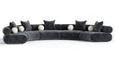 Simpson - Contemporary Dark Grey Fabric Curved Modular Sectional Sofa with Throw Pillows-5-Piece Sectional