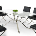 Adderley Modern Stainless Steel w/ Glass Top Dining Table