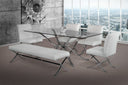 Adderley Modern Stainless Steel w/ Glass Top Dining Table