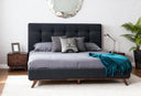 addison mid-century modern grey fabric & walnut bed