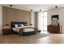 Addison +Soria - Mid-Century Modern Grey Fabric + Walnut 4-Piece Bedroom Set
