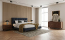 Addison +Soria - Mid-Century Modern Grey Fabric + Walnut 4-Piece Bedroom Set