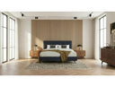 Addison Mid-Century Modern Grey Fabric & Walnut Bed
