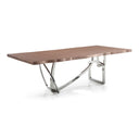 Addy Modern Walnut & Stainless Steel Dining Table
