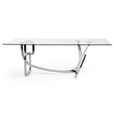 Adelaide Modern Stainless Steel & Glass Dining Table