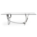 Adelaide Modern Stainless Steel & Glass Dining Table