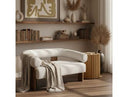 Aledo - Modern Off-White Fabric + Oak Loveseat