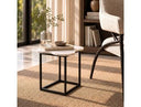 Aleidy - White Marble + Black Metal End Table
