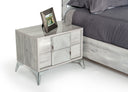 Alexa Italian Modern Grey Bed + 2 Nightstands Set