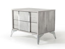 Alexa Italian Modern Grey Bed + 2 Nightstands Set