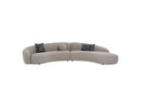 Allis - Glam Grey and Black Fabric Curved Sectional Sofa