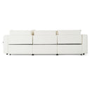 Almagre - Modern White Fabric Sofa w/ 3 Electric Recliners