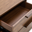 Amberlie - Modern White Vegan Leather + Walnut 4-Piece Bedroom Set