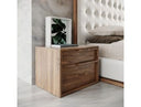 Amberlie - Modern White Vegan Leather + Walnut 4-Piece Bedroom Set