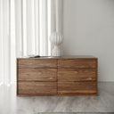 Amberlie - Modern White Vegan Leather + Walnut 4-Piece Bedroom Set