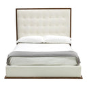 Amberlie - White Vegan Leather & Walnut Bed