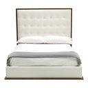 Amberlie - White Vegan Leather & Walnut Bed