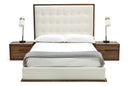 amberlie - white vegan leather & walnut bed