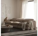 Ambler - Modern Off-White Fabric Sectional Sofa w/ 2 Power Recliners Right Facing Chaise