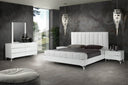 Angela - Italian Modern White Eco Leather Bed w/ Nightstands