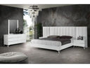 Angela - Italian Modern White Eco Leather Bed w/ Nightstands and Wings