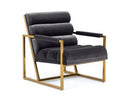Anton - Modern Grey Velvet + Brass Accent Chair