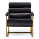 Anton - Modern Grey Velvet + Brass Accent Chair