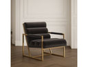 Anton - Modern Grey Velvet + Brass Accent Chair
