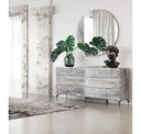 Lamont + Aria - Modern Beige Fabric + Grey Texture 4-Piece Bedroom Set