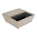 Aris - Modern Beige Fabric Ottoman with Storage & Castors, view 5