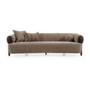 Arnaud - Modern Tan Fabric + Brown Oak Accent Chair