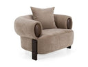 Arnaud - Modern Tan Fabric + Brown Oak Accent Chair