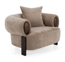 Arnaud - Modern Tan Fabric + Brown Oak Sofa