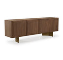 Carnaby - Modern Dark Grey Glass + Walnut Dining Table