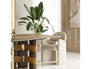 Ashley - Modern Beige Fabric + Brushed Brass Dining Chair