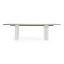 Ashley - Modern Glass + White Fiberglass Dining Table