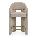 Ashley - Modern Beige Fabric + Brushed Brass Counter Chair