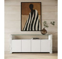 Ashley - Modern Glass + White Fiberglass Dining Table